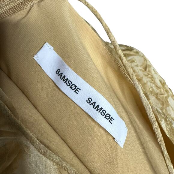 SAMSOE SAMSOE Nicoline Ochre Dress Crinkle Textured Maxi Slip Women's Size XL - Picture 5 of 8